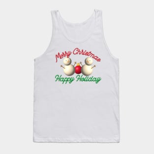 Snowman Merry Christmas Lettering Design Tank Top